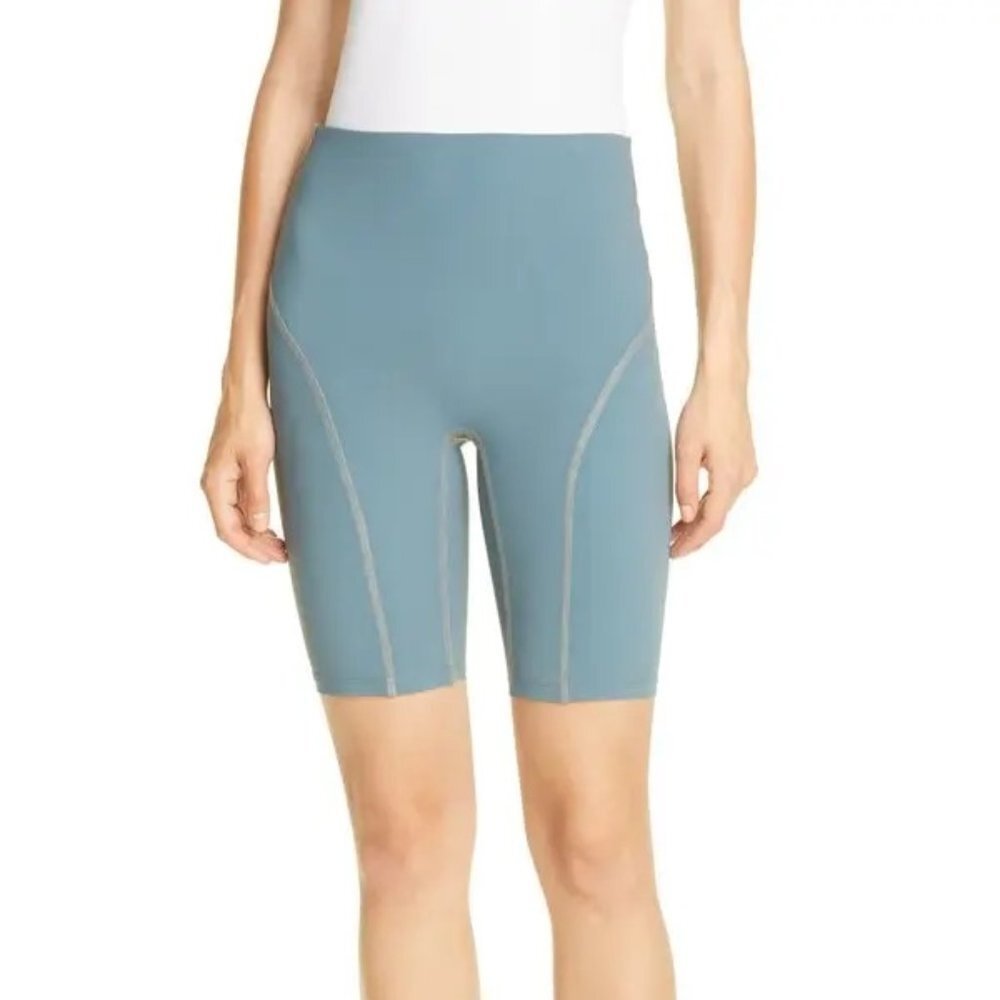 NWT ALIX NYC Reiss Stretch High Rise Bike Shorts Blue Medium